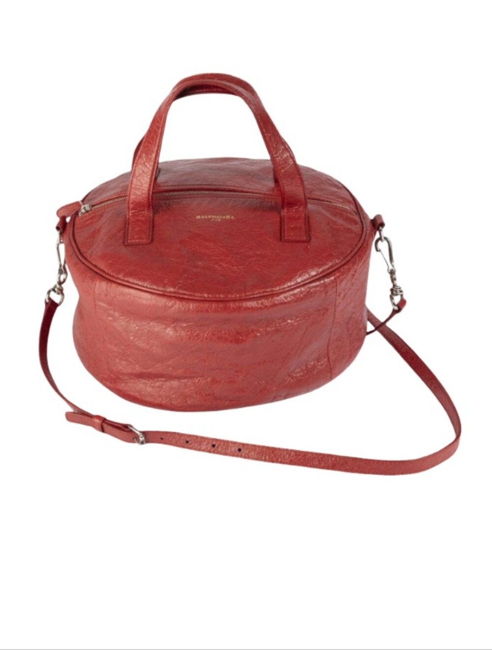 Balenciaga Magnificent Air Hobo Red Round Leather Shoulder Tote Handbag Purse